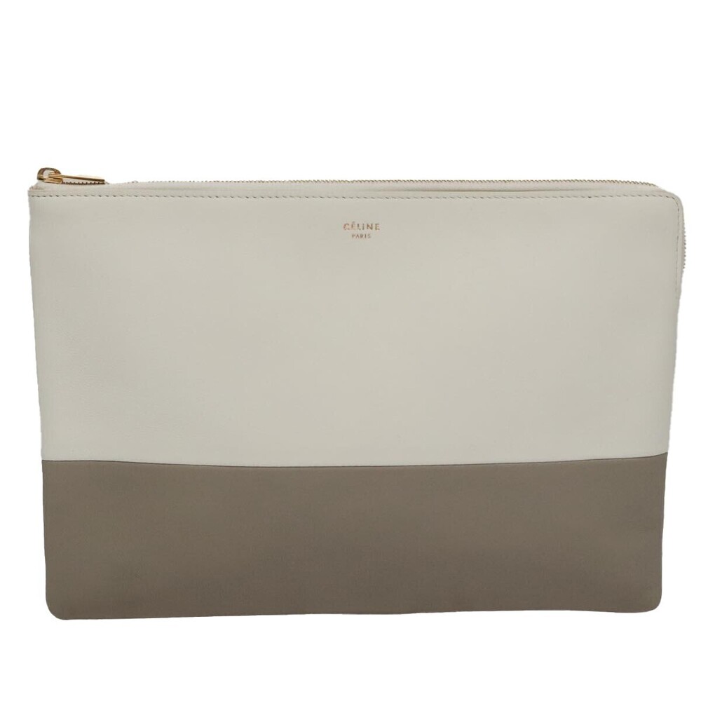 Celine Bicolor Solo Clutch Leather Large